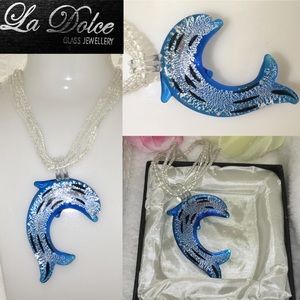 3-$15 Clearence Divine Glass Dolphin Pendant Necklace